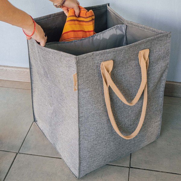 Сив текстилен кош за пране 71 l Laundry Hub Tweed duplo – Rolser-image-2