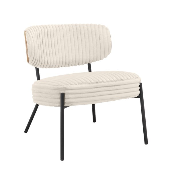 Кремав фотьойл с табуретка от рипсено кадифе Jerry – Støraa-image-4