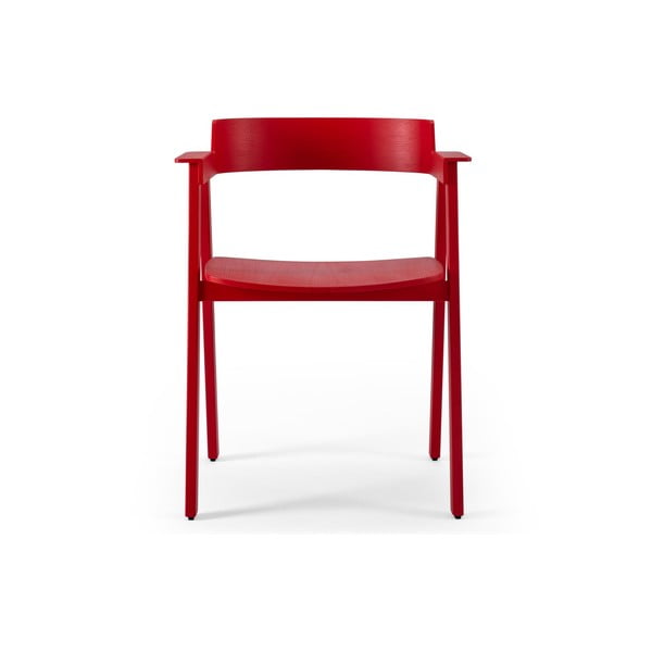 Червен  трапезен стол с подлакътници от масивен дъб Flip – Gazzda-image-2