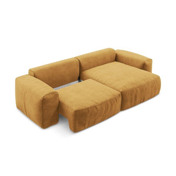 Шенилов сгъваем ъглов диван в цвят горчица (десен ъгъл) Kuki – Makamii-image-4