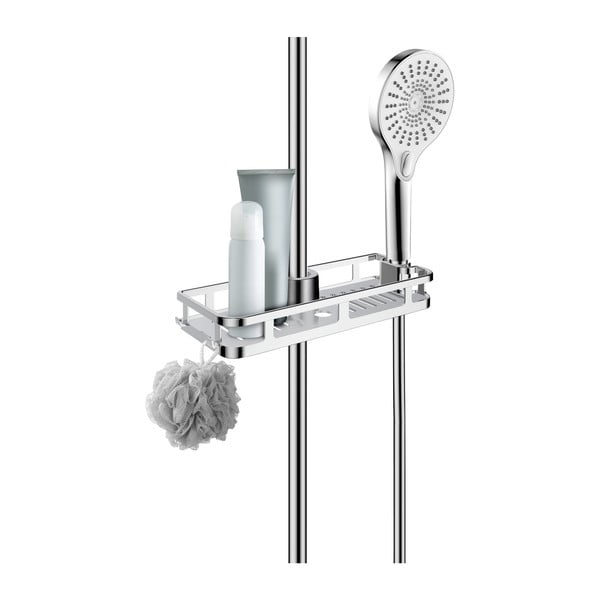 Самоносеща пластмасова етажерка за баня в лъскаво сребристо Libertà - Wenko-image-3