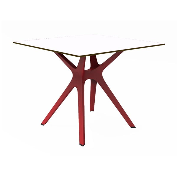 Трапезна маса с червени крака и бял плот, подходяща за открито Vela, 90 x 90 cm - Resol