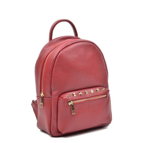 Червена кожена раница Mangotti Rabia - Mangotti Bags-image-1