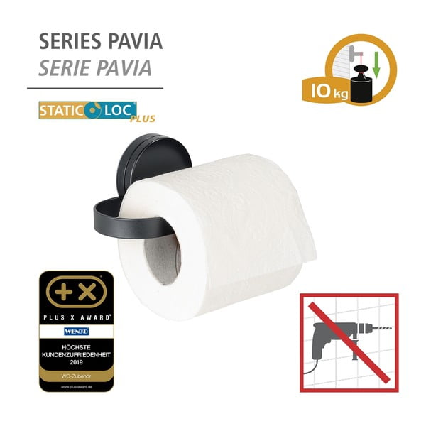 Черен държач за тоалетна хартия Static-Loc® Pavia - Wenko-image-4