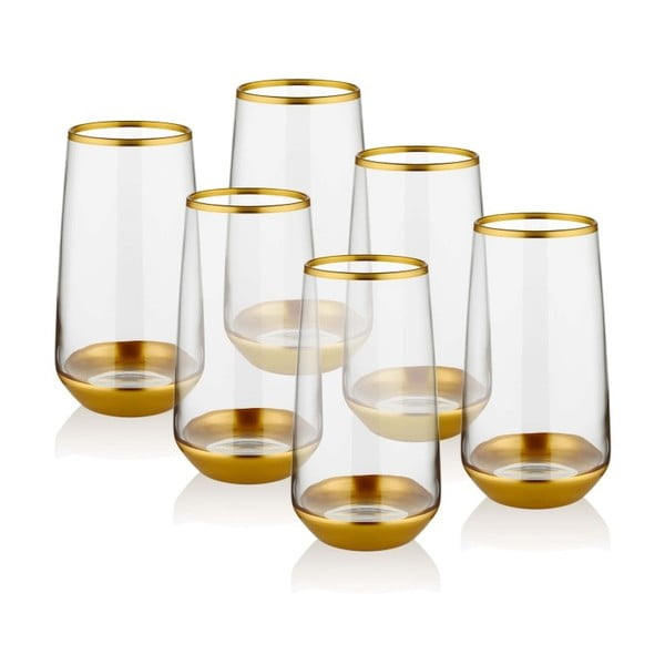 Комплект от 6 чаши с декорация в златист цвят Glam - The Mia