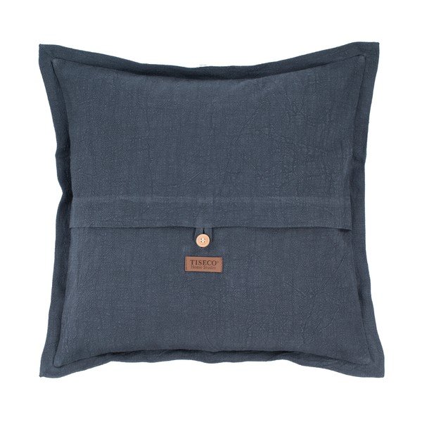 Тъмносиня възглавница с лен , 45 x 45 cm - Tiseco Home Studio-image-1