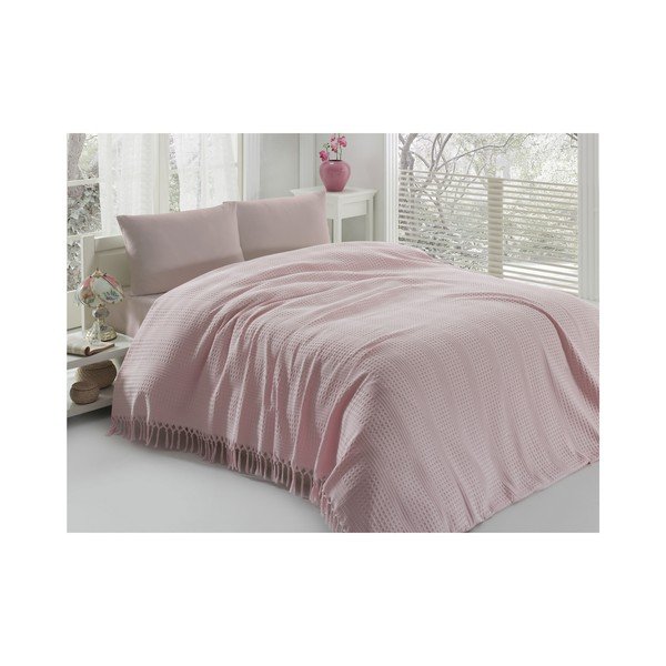 Олекотена памучна покривка за двойно легло Pique Powder, 220 x 240 cm - Mijolnir-image-1