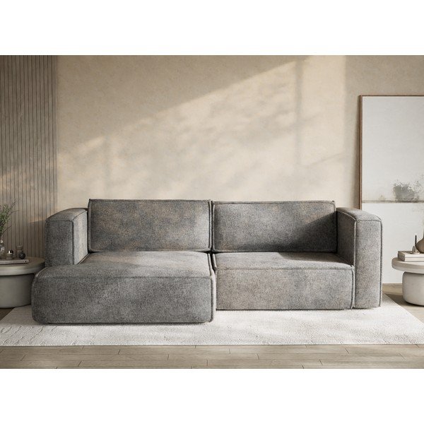 Сив шенилов сгъваем/с място за съхранение ъглов диван (ляв ъгъл) Velto – Maison de Rêve-image-1