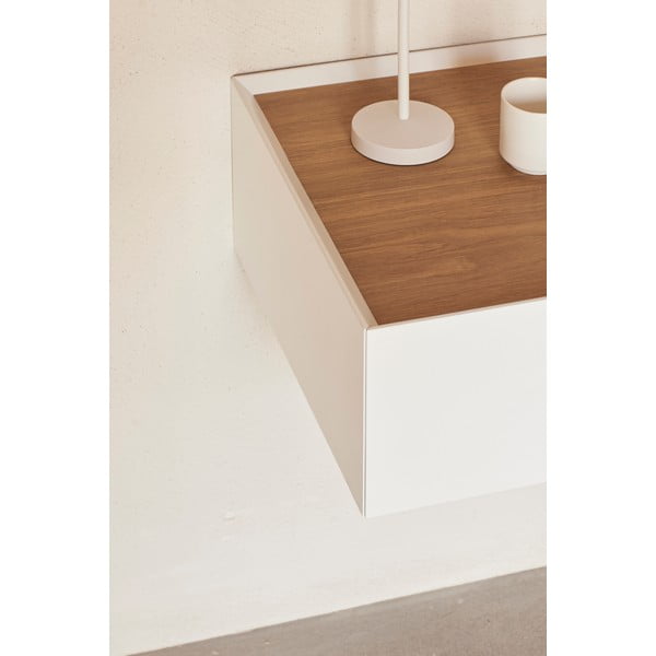Бяло висящо нощно шкафче с дъбов плот Arista – Teulat-image-2