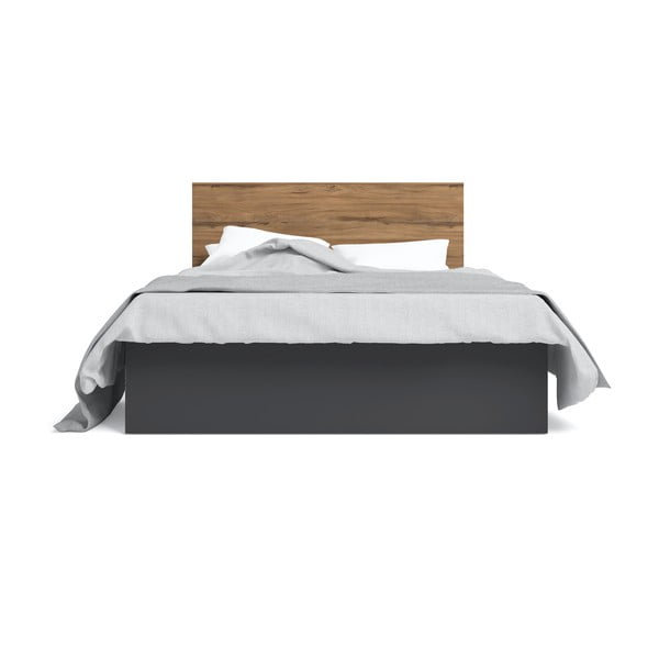 Черно двойно легло с място за съхранение и решетка 160x200 cm Malta - Marckeric