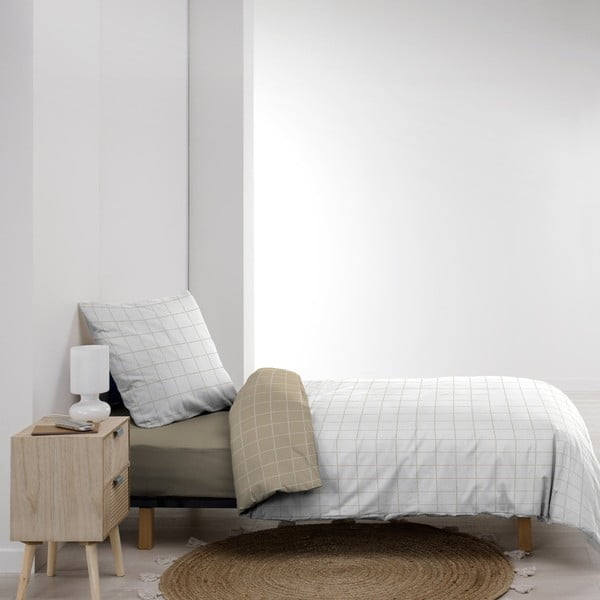 Бяло/бежово единично  памучно спално бельо 140x200 cm Cadria – douceur d'intérieur-image-4