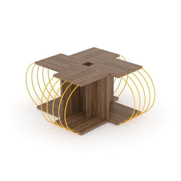 4dílný variabilní konferenční stolek v dekoru ořechového dřeva Monty