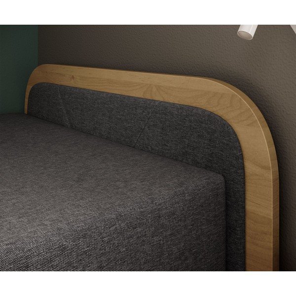 Единично тапицирано легло ПДЧ с място за съхранение с включен матрак в цвят жълта охра тъмносиво 80x190 cm Parys – ELTAP-image-4