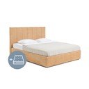 Тапицирано двойно легло с място за съхранение с матрак и решетка 180x200 cm в цвят горчица Thessa Bold Line - Bonami Selection