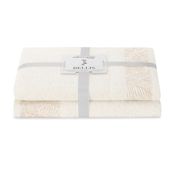 Кремави памучни хавлии и кърпи за баня в комплект от 2 бр. от тери Bellis – AmeliaHome