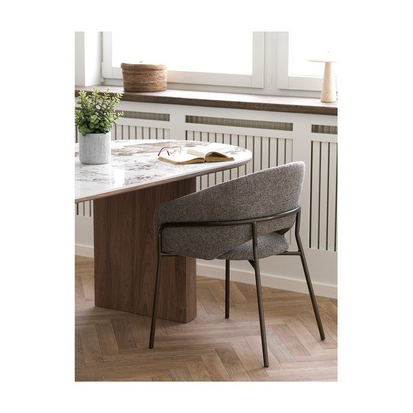 Сив стоманен трапезен стол с подлакътници Costa – House Nordic-image-2