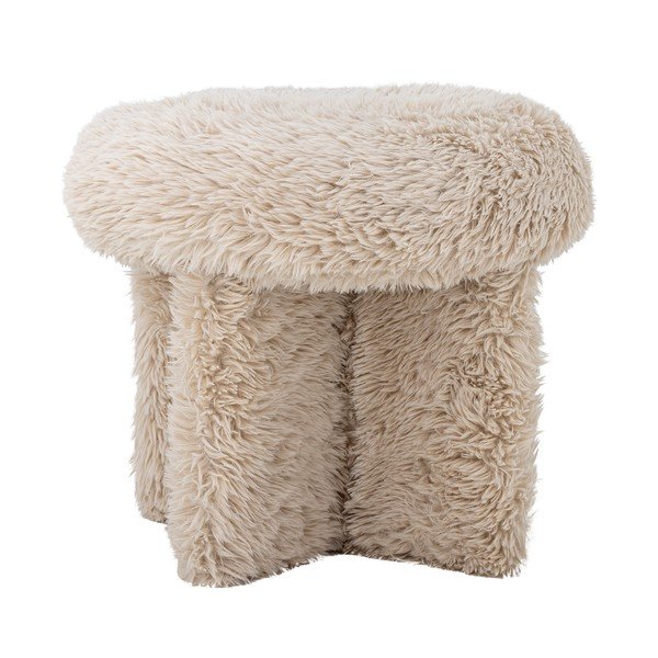 Бежова табуретка от изкуствен косъм Frikka – Bloomingville
