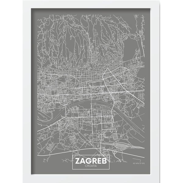 Плакат в рамка 40x55 cm Zagreb - Wallity