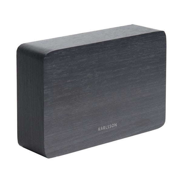 Черен будилник в дървен декор , 15 x 10 cm Square - Karlsson-image-1