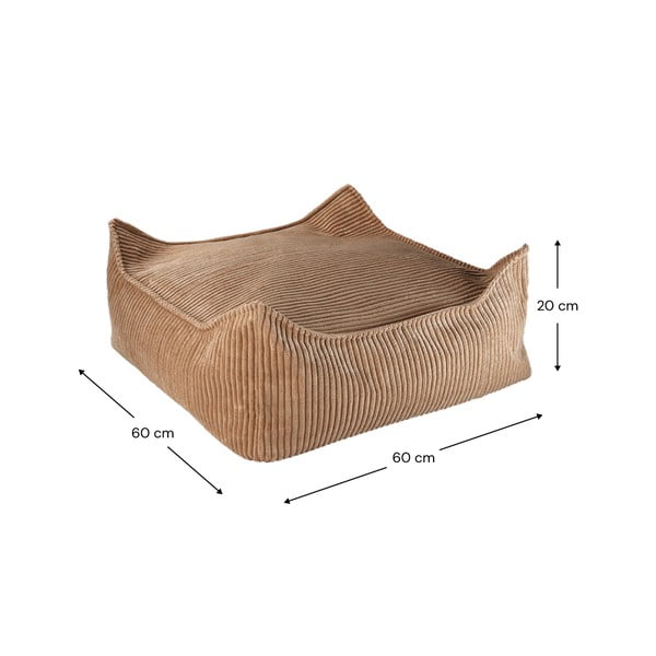 Кафяв детски пуф от рипсено кадифе Square – Wigiwama-image-4