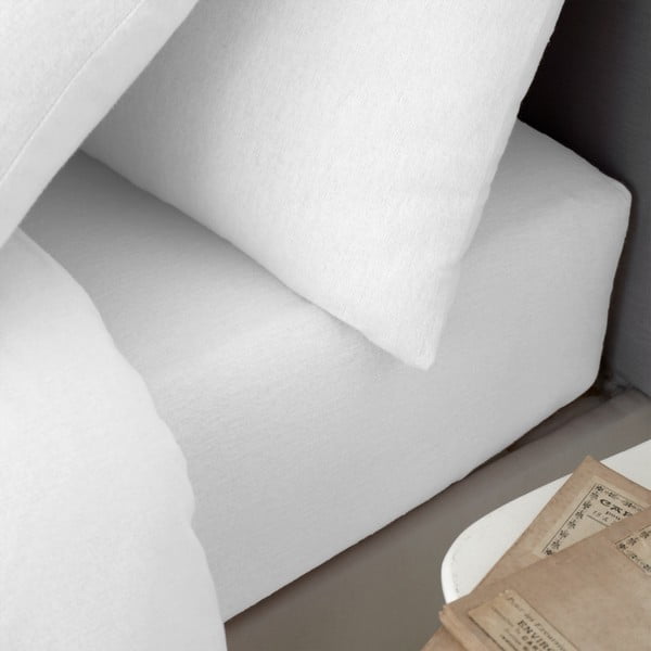 Бял памучен чаршаф 90x190 cm - Catherine Lansfield-image-1