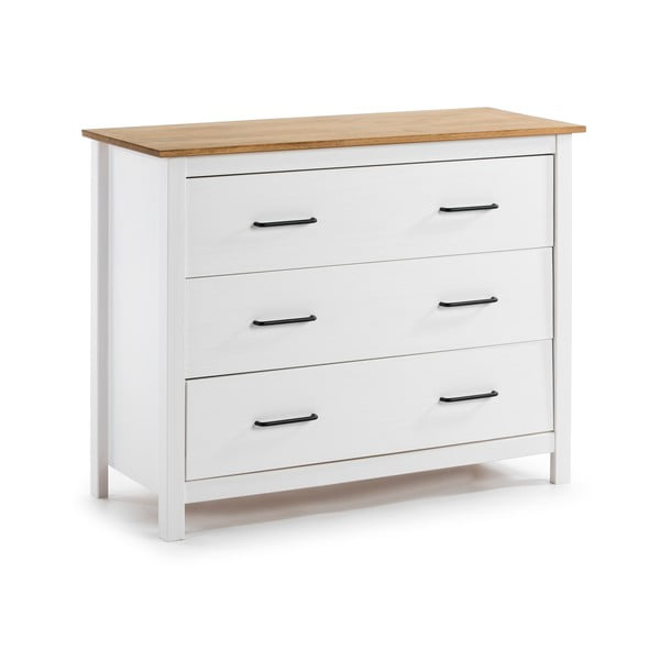 Бял нисък скрин от масивен бор 100x80 cm Miranda – Marckeric-image-2