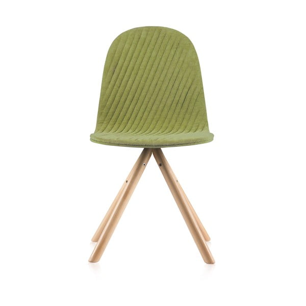 Světle zelená židle s přírodními nohami Iker Mannequin Stripe