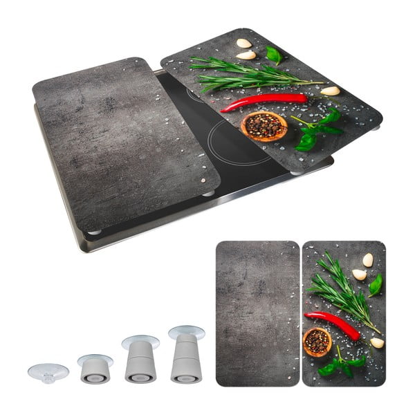 Капаци за печка в комплект от 2 броя от закалено стъкло 52x30 cm Rosemary - Maximex-image-2