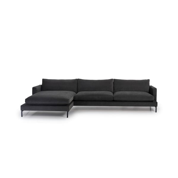 Ъглов диван в черно и сиво (ляв ъгъл) Leken - Scandic