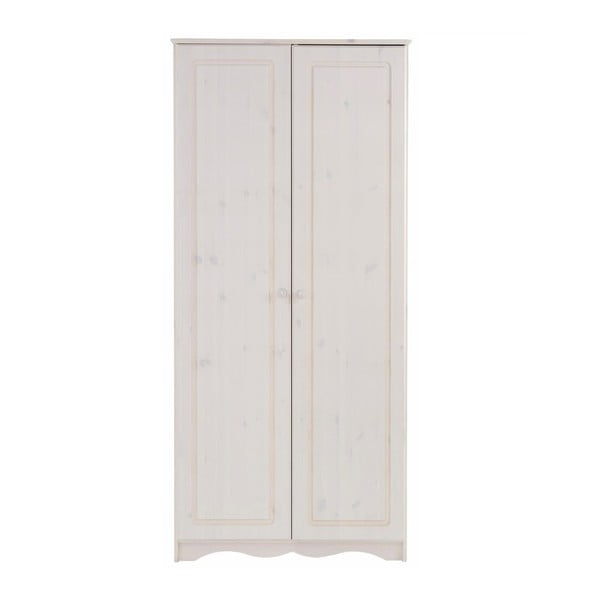 Bílá dvoudveřová šatní skříň z masivního borovicového dřeva Støraa Amanda