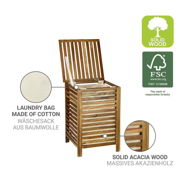 Дървен кош за пране в тъмно естествен цвят 56 l Fondi – Wenko-image-2