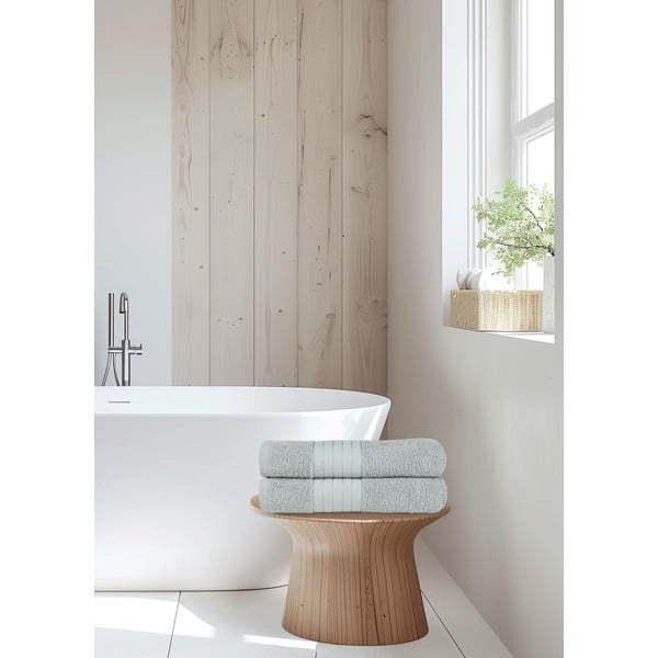 Светлосиви памучни хавлиени кърпи в комплект от 2 бр. от тери 70x140 cm – Good Morning-image-4