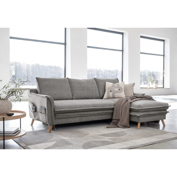 Сив разтегателен ъглов диван (десен ъгъл) Charming Charlie – Miuform-image-3