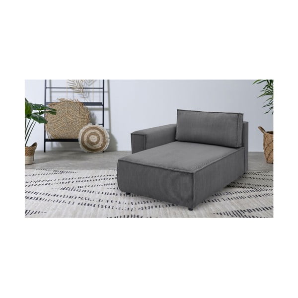 Тъмносив модул за диван от велур, ляв ъгъл Nihad modular - Bobochic Paris-image-1