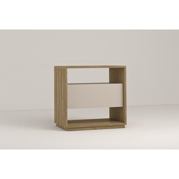 Кремаво/естествено нощно шкафче от декор от дъб Dennis – Marckeric-image-1