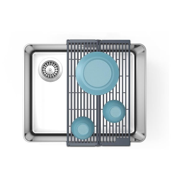 Сива регулируема пластмасова решетка за оттичане за мивка 43x13 cm Platform – Joseph Joseph-image-4