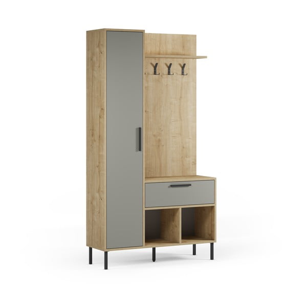 Зелено-естествен комплект за коридор от декор от дъб  108x195x35 cm Heidy – Marckeric-image-2