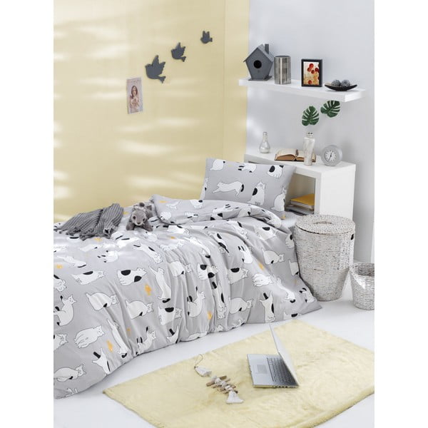 Памучно спално бельо за единично легло Ranforce, сиво, 140 x 200 cm Liana - Mijolnir-image-1