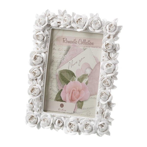 Dekorativní fotorám bílé barvy Unimasa Roses, na fotografii 10 x 15 cm