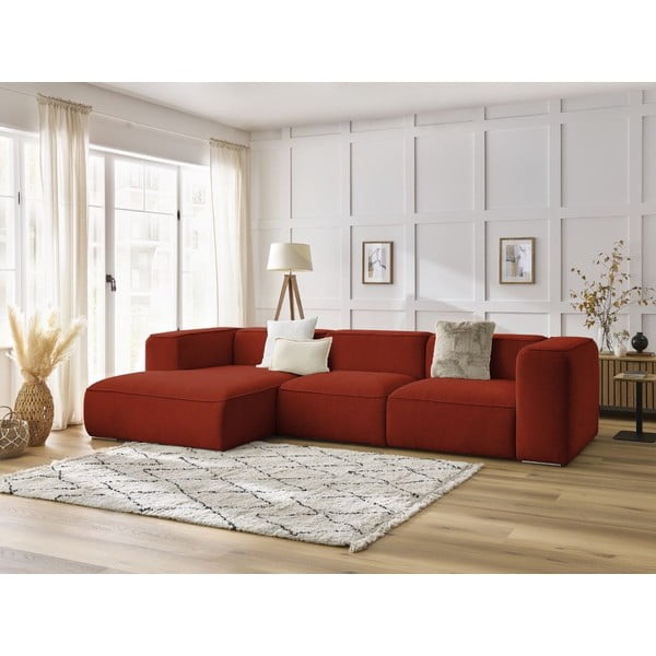 Ъглов диван от букле в тухлен цвят (ляв ъгъл) Zephyr – Bobochic Paris-image-1