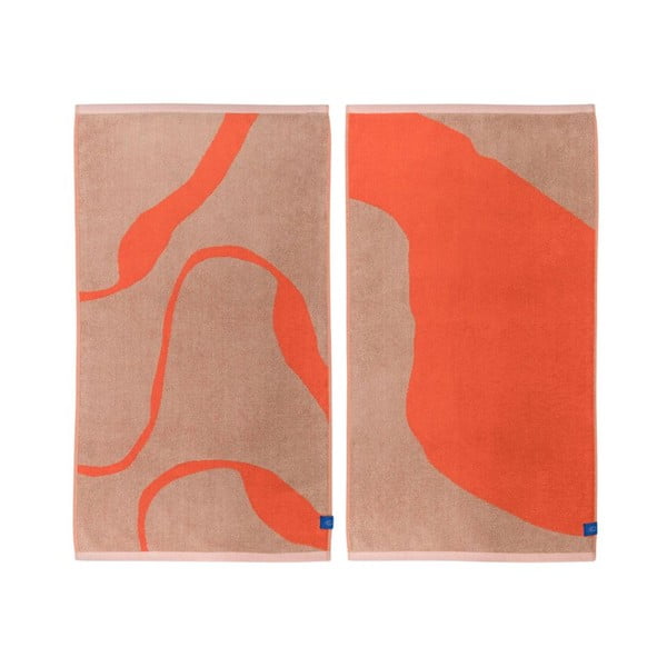 Оранжеви/светлокафяви кърпи в комплект от 2 броя от органичен памук 50x90 cm Nova Arte - Mette Ditmer Denmark