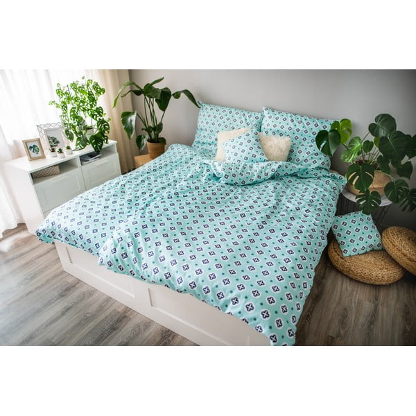 Зелено памучно спално бельо от сатен , 140 x 200 cm Regina - Cotton House