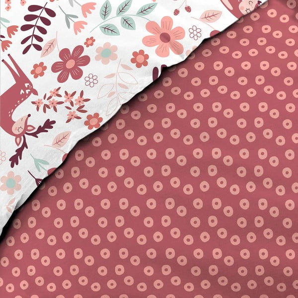 Бяло/розово единично  памучно детско спално бельо 140x200 cm Bichette – douceur d'intérieur-image-3