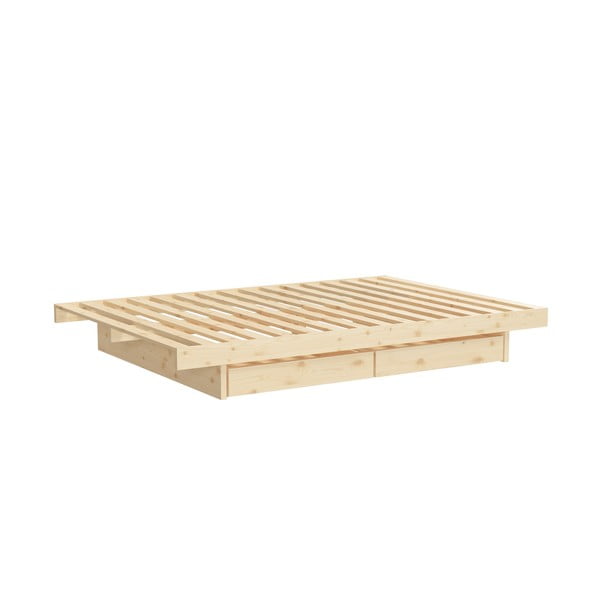 Двойно легло от борова дървесина с място за съхранение 140x200 cm Kanso – Karup Design