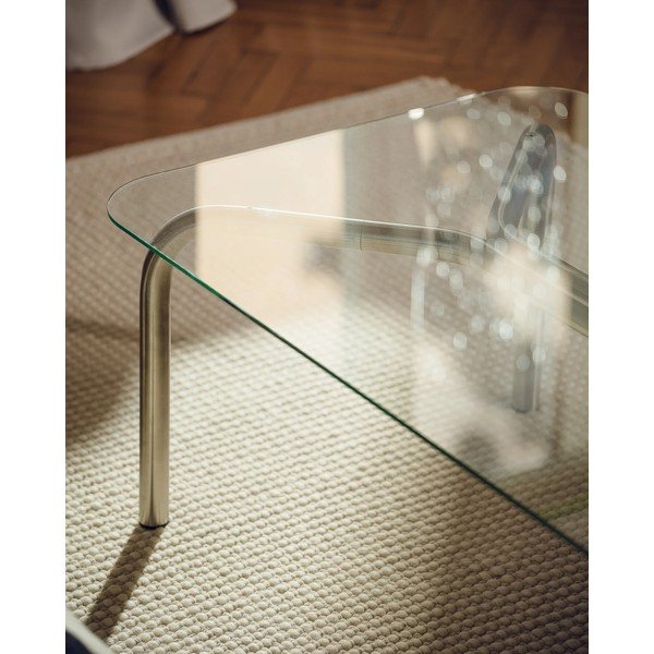 Масичка за кафе със стъклен плот в сребрист цвят 60x110 cm Uku – noo.ma-image-4