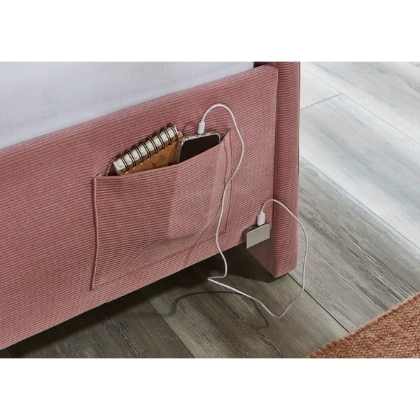 Розово тапицирано ъглово детско легло 90x200 cm без ламелно дъно Cool – Meise Möbel-image-4