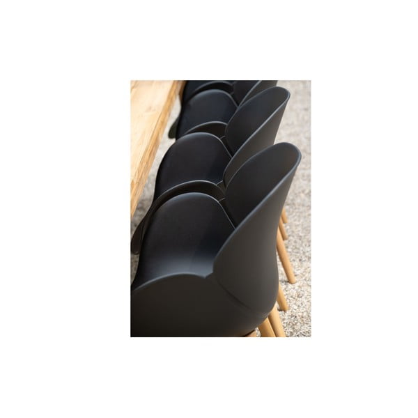 Дървено-пластмасов градински стол в черно-естествен цвят Tulip - Exotan