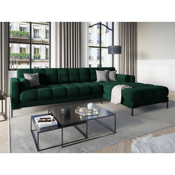 Тъмнозелен ъглов диван от кадифе , десен ъгъл Bali - Cosmopolitan Design-image-1