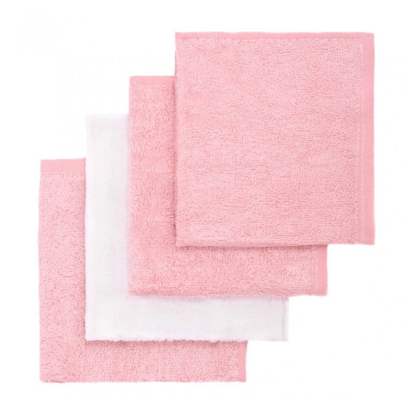Комплект от 4 бамбукови кърпи за миене в розово и бяло - T-TOMI