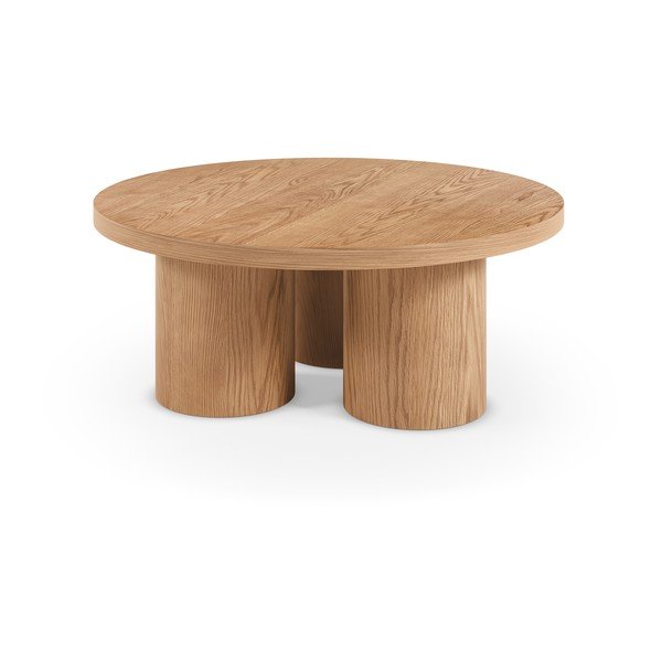 Кръгла масичка за кафе от декор от дъб  в естествен цвят ø 100 cm Arancha – MOME